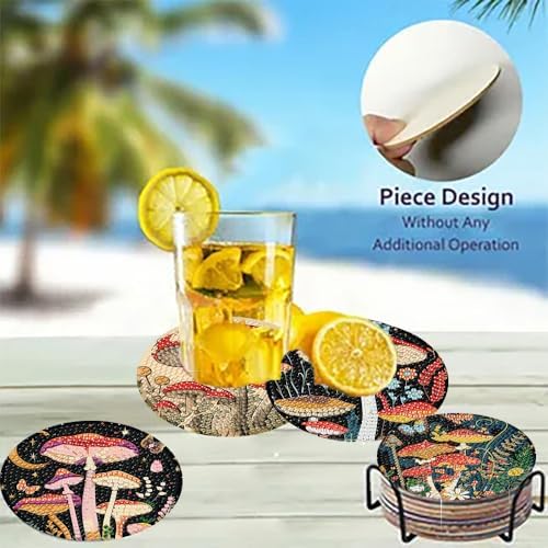 Zythron 8 Pack Diamond Art Coasters,Mushroom Diamond Painting Coasters Kits