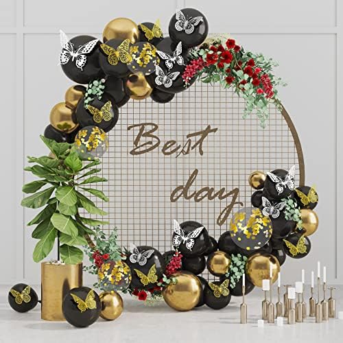 SAOROPEB 3D Butterfly Wall Decor 48 Pcs 4 Styles 3 Sizes, Butterfly Birthday Decorations Party Decorations Cake Decorations Wedding Decor, Removable Stickers (Gold, Silver) | 4 Styles 3 Sizes, Party Decorations Birthday Cake Decorations Wedding Decor, ...