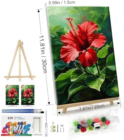 ATDMS Paint by Numbers kit for Adults with Frame Flowers Paint by Numbers with Easel DIY Adult Paint by Number Kits on Canvas Oil Painting Kits for Gift Home Wall Decor 8x12 Inch