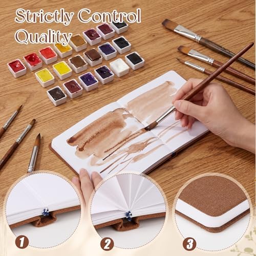 5.5in Watercolor Sketchbook Journal Square Watercolor Notebook Brown