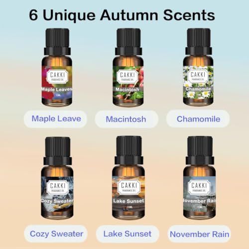 CAKKI Autumn Essential Oils for Diffusers for Home, 6 Fall Scents, 6x10 ml