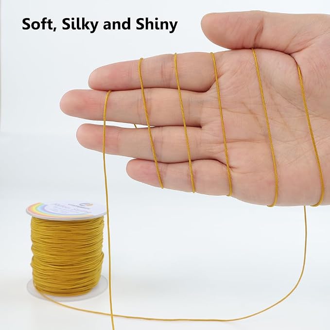 LUSTEMBER 0.8mm Nylon String, Strong Bracelet String, Durable Nylon Cord for Jewelry Making, Bracelets, Beading, Necklaces, Rattail Braiding, Kumihimo, Wind Chimes, Blinds and Handicrafts