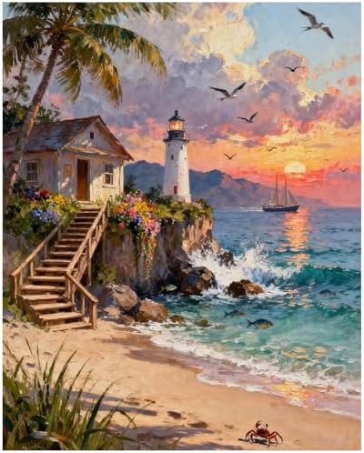 XTCIXAL Paint by Numbers Kit for Adults, Beach - 16X20 Inch