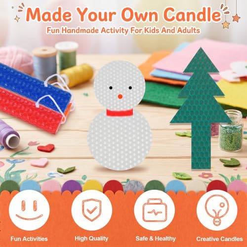 24 Pack Beeswax Sheets For Candle Making, 8x8 Inch Beeswax Candle Making Kit Assorted Colors, Beeswax Candle Making Kit For Kids And Adults DIY Craft, Natural Honeycomb Wax With 24 Cotton Wicks