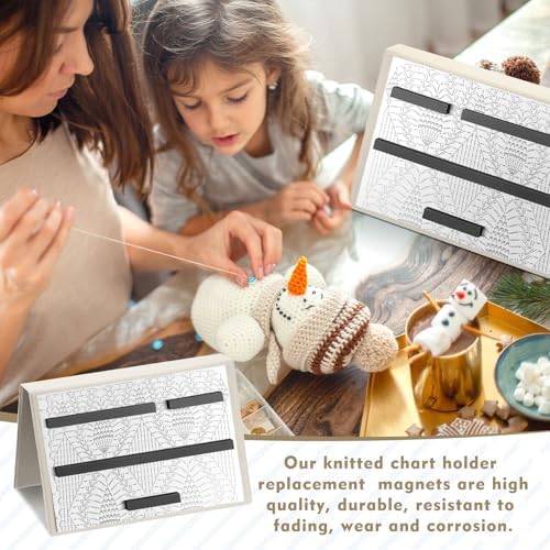 Flutesan 1 Pcs Knitting Pattern Holder, Fold up Cross Stitch Knitting Chart Keeper with Replacement Magnets, Magnetic Cross Stitch Accessories (Folded Size 6.1 x 9 Inch,Beige)