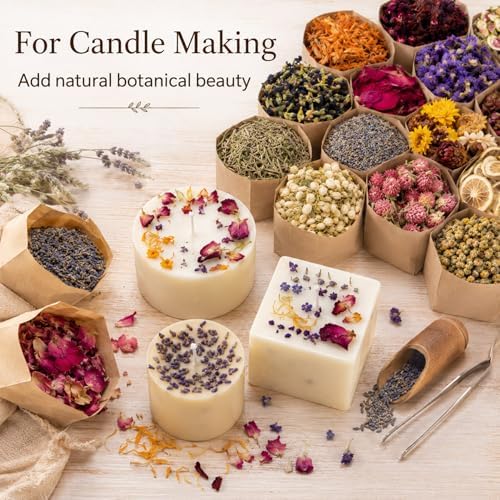 Sukh 21 Bags Dried Herbs Kit - Natural Dried Flowers for Soap Candle Crafts