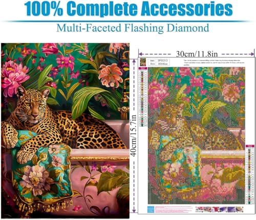 Cheetah Diamond Art Kits for Adults, Diamond Painting for Beginner 5D DIY