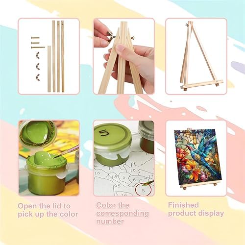 Hummingbird Paint by Numbers for Adults with Framed Canvas - Wooden Easel