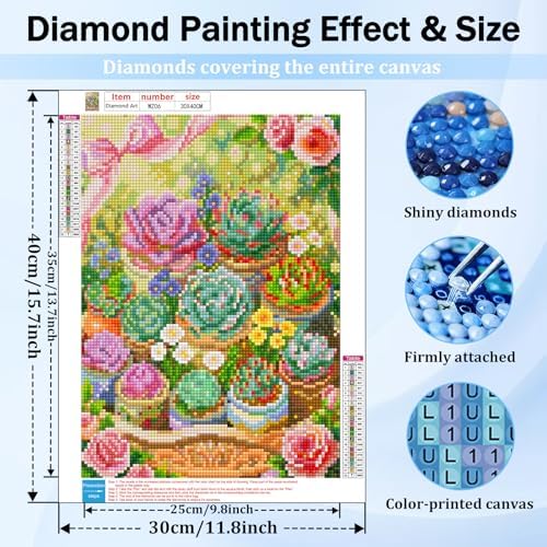 XTCIXAL Diamond Art Kits for Adults, Succulent Diamond Painting, 12x16 Inch