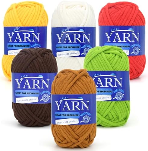 6 Pack Beginners Crochet Yarn Brown Green Red White Cotton Crochet Yarn for Crocheting Knitting Beginners with Easy-to-See Stitches Mini Crochet Yarn for Beginners-Plants Series