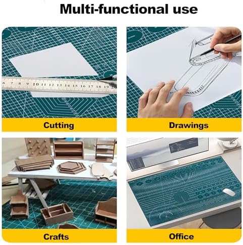 A5 Cutting Mat, Self Healing Sewing Mat, Rotary Craft Mat Double Sided 3-Ply Craft Cutting Board for Sewing Crafts Hobby Fabric Precision Scrapbooking Project Art Supplies, 8.6“ x 5.9”, Grey