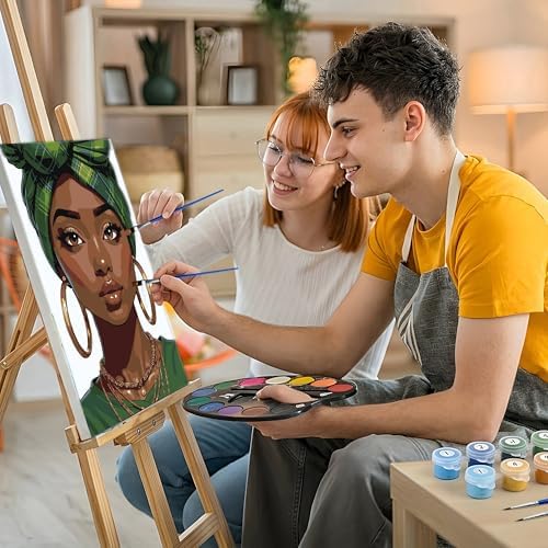 HeeBenor Framed Paint by Numbers Kit for Adults, Black Women, 8x12 Inch