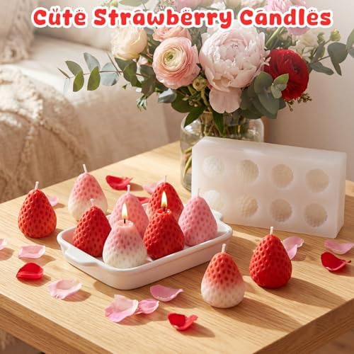 8 Cavity MINI 3D Strawberry Silicone Mold, Strawberry Resin Mold for Soap