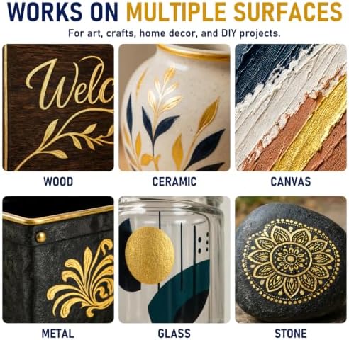 GOTIDEAL Shiny Metallic Gold Acrylic Paint, Gold Leaf Paint (500ml/16.9oz)