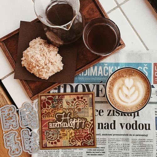 GLOBLELAND Layered Greeting Texts Cutting Dies for Card Making Blessing Words Metal Die Cuts Retro Overlaying Artistic Best Wishes Die Cut Dies for DIY Cards Scrapbooking Photo Album Crafts Decor