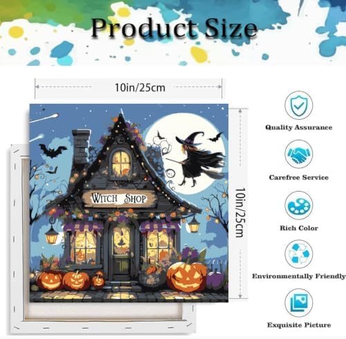 Witch Paint by Numbers Kit for Adults Beginner with Framed 10x10 Inch