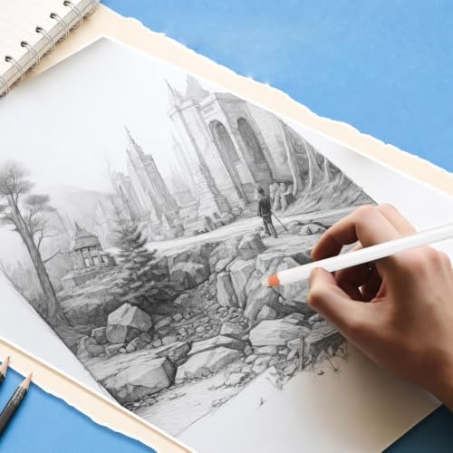 Maitys 20 Pcs Eraser Pencils for Artists Pencils and 2 Pcs Sharpener Wooden Sketch Professional Highlight Painting Eraser Pen for Sketching Charcoal Drawings, Revise Erasing Details for Beginners