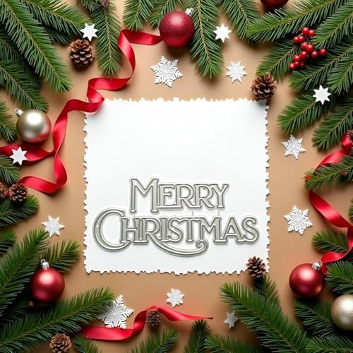 Merry Christmas Metal Cutting Dies, for DIY Christmas Card Making Kit, Embossing Paper Die Cuts, Scrapbook Machine Stencils Storage Pockets Supplies