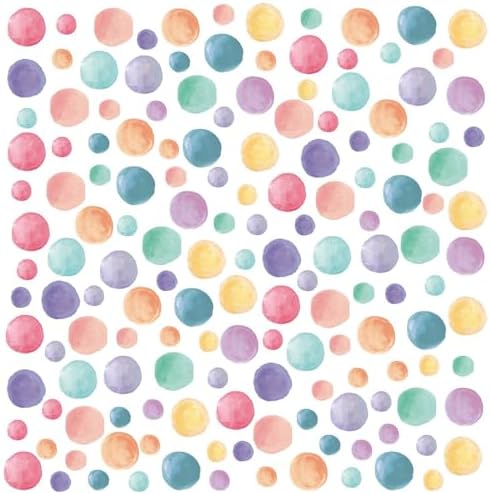 AOWDIAO 153 Pcs Watercolor Polka Dot Wall Decals Peel & Stick Vinyl Dots Stickers for Bedroom, Nursery, Playroom & Classroom Decor