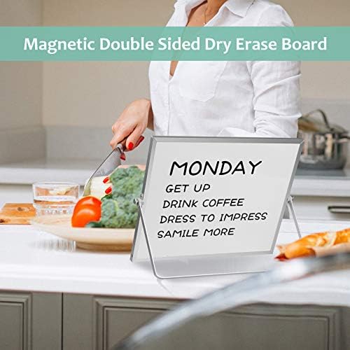 White Board with Stand, Small Dry Erase Board, 16"x12" Magnetic Whiteboard