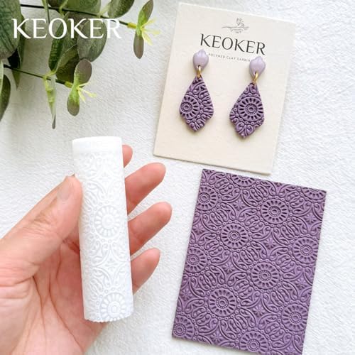 KEOKER Polymer Clay Texture Roller Making Earrings, Like Polymer Clay Texture Sheets, Great Work with Polymer Clay Cutters