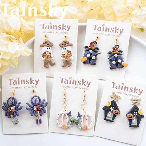 Tainsky Halloween Clay Cutters - 21 Shapes for Polymer Clay Cutters for Earrings（E）