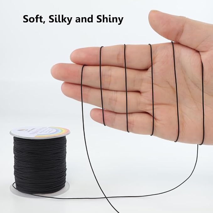 LUSTEMBER 0.8mm Nylon String, Strong Bracelet String, Durable Nylon Cord for Jewelry Making, Bracelets, Beading, Necklaces, Rattail Braiding, Kumihimo, Wind Chimes, Blinds and Handicrafts