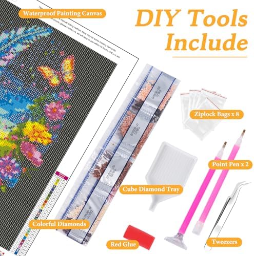 Diamond Art Kits for Adults & Beginners, Feather Diamond Painting Kit
