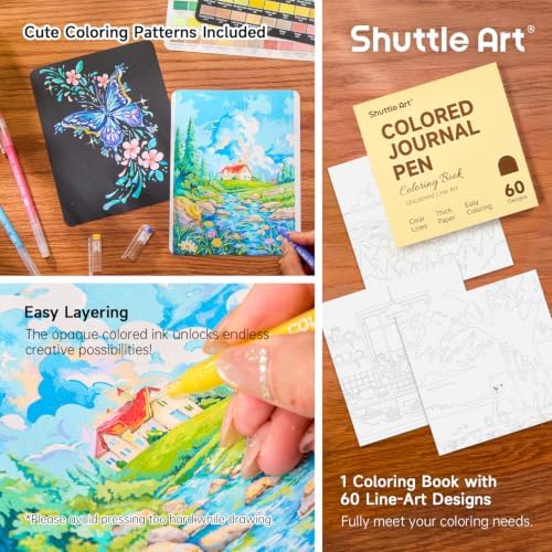 Shuttle Art Colored Pens, 100 Vibrant Colors Cute Journal Pens 0.6mm Fine Point Colored Gel Pens for Black Paper in Portable Bag for Coloring Writing Drawing Journaling Note Taking School Office Home