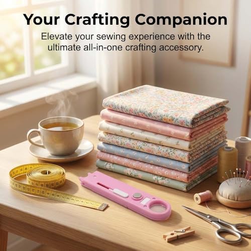 Sewing Machine Needle Threader, Multitool with Built-in Ruler and Magnifier, 4 in 1 Automatic Quick Threading Tool, Magnetic Seam Guide, Quilting Sewing Supplies (2Pcs)