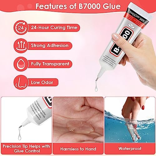 5 PCS 15 ML B7000 Super Glue, Transparent B-7000 Glue Rhinestone Gems Glue Flexible Adhesive for Crafts Jewelry Making Fabric Phone Repair Nail Art Glass Shoes Charms