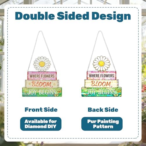 CRZMODE Flowers Diamond Art Hanging Kit for Adults, SunflowersPendant Diamonds Painting Art Kit, Special Crystal Diamond Art Painting Pendant Ornament, Craft Gift for Women Home Window Decor