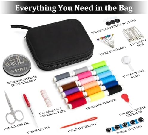 StiVerse 130 Pcs Mini Sewing Kit for Adults, Needle and Thread Kit