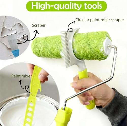 Paint Roller Kit with Extension Pole, 28 PCS Set, 2-4 Ft Pole, 4"9" Paint Rollers,Paint Roller Cleaner,Paint Brushes Set for Professional Painting,House Paint Roller for Latex and Oil Paints & Stains