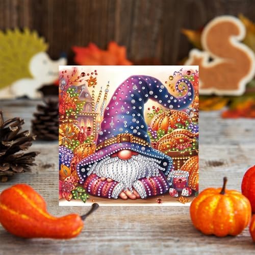 6Pcs Christmas Greeting Card DIY Diamond Art Painting Greeting Cards Blessing Folding Card Kit with White Envelopes Diamond Arts Crafts for Birthday Festival Gift-Goblin