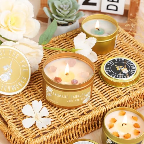 CONNOO 48 Pack - 24pcs 8oz & 24pcs 4oz Matte Gold Candle Tins with Lids