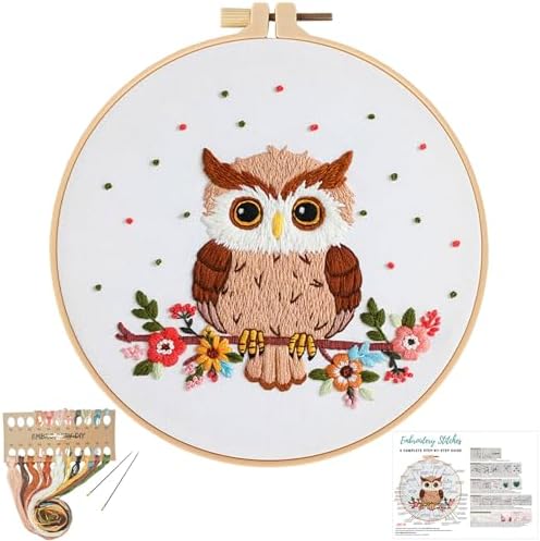 Louise Maelys Cute Owl Embroidery Kit for Beginners Animal DIY
