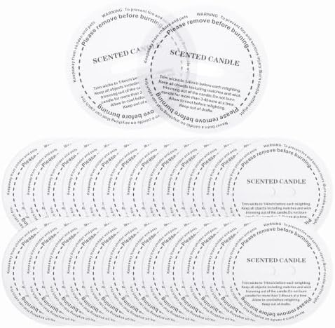 MECCANIXITY 60 Pcs Candle Dust Covers, 5cm/2" Round Printed Translucent Candles Drip Protectors Lid Accessories Letter Pattern for Craft Fragrance Making Jars Boxes Packaging