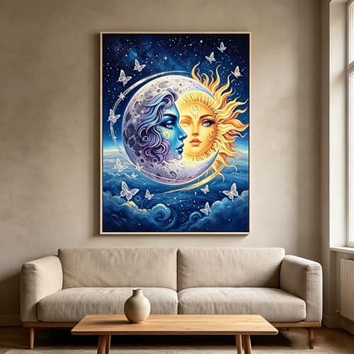 Paint by Numbers Kit for Adults - Sun & Moon Goddess, Celestial DIY Paint by Number, Oil Painting Style Canvas Art, Adults Paint by Number Kits for Relaxation & Wall Decor