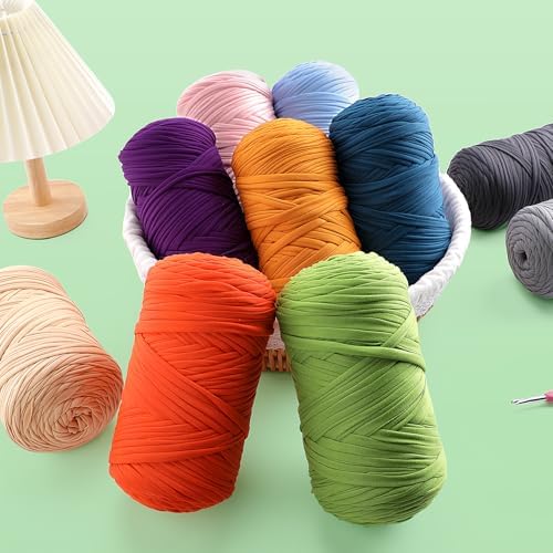 T-Shirt Yarn for Crochet - 400g/131 Yards Elastic Fabric Crochet Cloth - Denim Blue