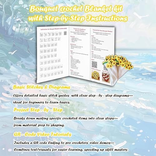 Yarniss Sunflower Crochet Blanket Kit for Beginner with Istruction&Tutorial