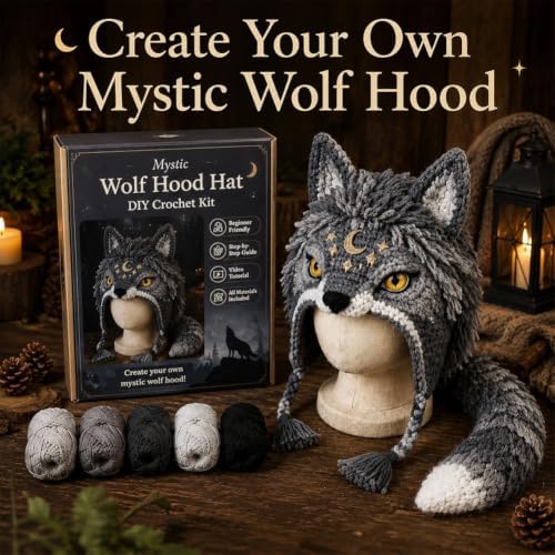 Fantasy Animal Hood Hat DIY Crochet Kit, Complete Crochet Starter Set