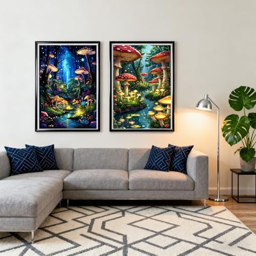 3 Pack Diamond Art Kits for Adults,Magic Mushroom Diamond Painting Kit