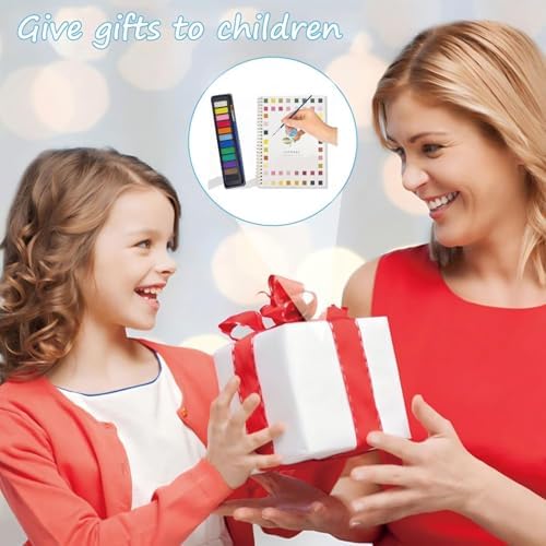Watercolor Workbook for Adults & Beginners: 12 Colors Paint Set with Brush, Foldable Painting Kit for Flowers– Ideal Gift(Flowers)