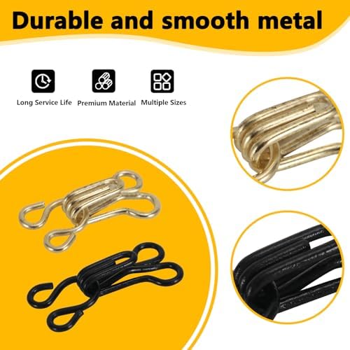 72 Pairs Hook and Eye Sewing Kit – Black and Gold Bra Hooks Replacement in Multiple Sizes, Ideal for DIY Clothing Repairs, Underwear Alteration, and Home Sewing, with Storage Box