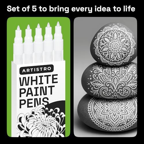 ARTISTRO White Paint Pens - Extra-Fine Tips - Set of 5