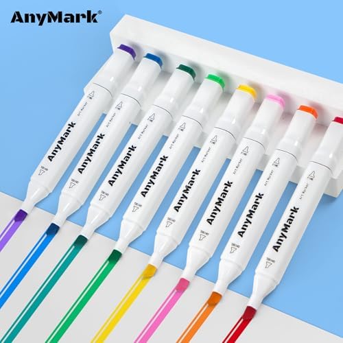 AnyMark 100 Colors Alcohol Markers Chisel & Fine Dual Tip