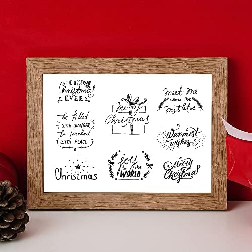 11 PCS Christmas Greeting Words Clear Stamps for Card Making and Photo Album Decorations, Christmas Tree Snowflake Rubber Stamps Gift Box Transparent Silicone Stamp Seal for Christmas DIY Scrapbooking Supplies
