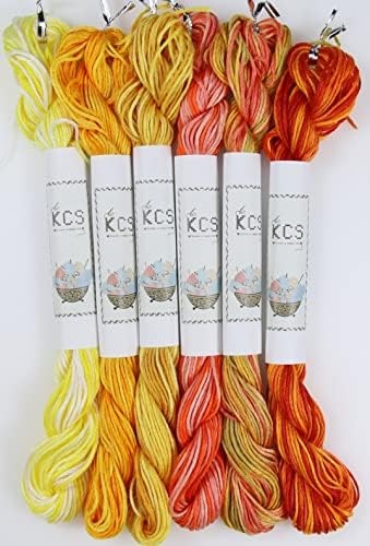 KCS Big skeins of 25 Meters Size 25 Color Variegated Cross Stitch Stranded Threads,6 skeins,21