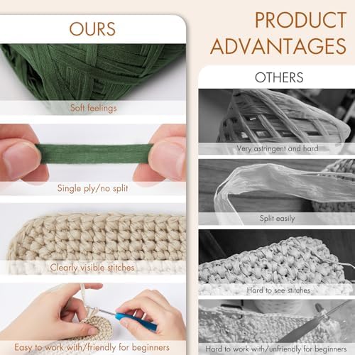 NICEEC 2 Skeins Soft Tape Yarn-Green